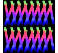 YQXTOOEL 20pcs Giant Glow Foam Sticks,Light up Batons,Foam Glow Sticks for Wedding,3 Multi-modes Color Flashing Wand for Party Supplies Kids Party,Birthday,Weddings,Gifts for Kids