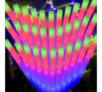 YQXTOOEL 30pcs Giant Glow Foam Sticks,Light up Batons,Foam Glow Sticks for Wedding,3 Multi-modes Color Flashing Wand for Party Supplies Kids Party,Birthday,Weddings,Gifts for Kids