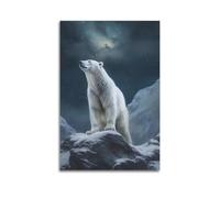 YQXTRB Animal Poster Polar Bear Under The Starry Sky Poster Decorative Painting Canvas Wall Posters And Art Picture Print Modern Family Bedroom Decor Posters 12x18inch(30x45cm)
