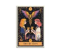 YQXTRB Tarot Minor Arcana Cups 2 Black Background Orange Banner Contrast Color Poster Decorative Painting Canvas Wall Art Picture 08x12inch(20x30cm)