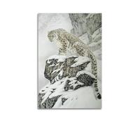 YQXTRB Vintage Animal Poster Snow Leopard Chinese Painting Poster Decorative Painting Canvas Wall Posters And Art Picture Print Modern Family Bedroom Decor Posters 16x24inch(40x60cm)