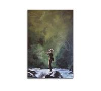YQXTRB Vintage Poster Fly Fish Fishing Art Painting Poster Decorative Painting Canvas Wall Posters And Art Picture Print Modern Family Bedroom Decor Posters 24x36inch(60x90cm)