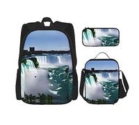 YQxwJL 3-in-1 Backpack Bookbag Set, Opossum in Snow Print Print Casual Travel Backpacks, with Pencil Case Pouch, Lunch Bag, Niagara Val, One Size