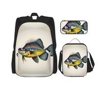 YQxwJL 3 in 1 Backpack Set, National Park Arches - Standard Print Casual Travel Bag, with Pencil Bag, Lunch Bag, Yellow Fish Fly, One Size