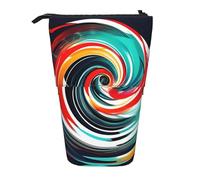 YQxwJL Abstract Circle Swirl Print Zippered Pencil Pouch Organizers Telescopic Pencil Bag Pen Holder Stationery Case For Office