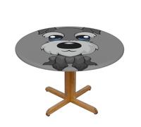YQxwJL Adorable Schnauzer Print Round Picnic Tablecloth, Elastic Fitted Table Covers For 90-140 Cm Tables Camping Indoor Outdoor
