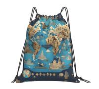 YQxwJL Adult Swimming Bag Gym Bag Drawstring Map Print Geography World Waterproof Sports Bag Men Women White One Size White One Size White One Size White One Size White One Size White One Size, White,