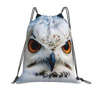 YQxwJL Adult Swimming Bag Gym Drawstring Bag Snow Owl Print Waterproof Gym Bag for Women Men White One Size White, One Size, White, One Size