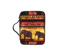 YQxwJL African Elephant Patchwork Print Bible Bag Pencil Case with Pen Slots Waterproof Cosmetic Bag Durable Phone Bag Tote Bag Handbag