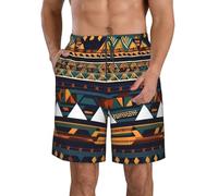 YQxwJL African Ethnic Pattern Print Men'S Quick Dry Swim Trunks, Summer Beach Board Shorts, for Surfing, Swimming Casual, White, L