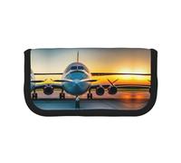 YQxwJL Aircraft Plane At Sunsets Print Canvas Fountain Pen Pouch Stylish Pen Case Organizer Bag Makeup Bags,For Everyday Travel