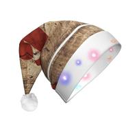 YQxwJL Alabama State Flag On Old Wood Grain Postcard Print Hat Light Up Christmas Felt Elf Hat Led Hats Adults For Women Men, Great Holiday Gift