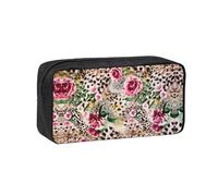 YQxwJL Animal Tiger Leopard Rose Flower Print Pencil Box Large Capacity Pencilcase Wear-Resistant Pen Organizer Bag Pouch for Office Makeup