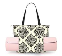 YQxwJL Asian Elephants Print Multi-Functional Fitness Tote Bag, Lightweight Shoulder Bag with Yoga Mat Storage Pocket