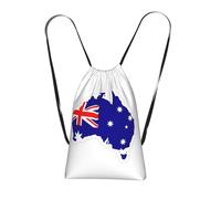 YQxwJL Australian Flag Map Print Drawstring Backpack Foldable Drawstring Bag Large Capacity Gym Bag Track Bag For Women Men