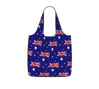 YQxwJL Australian Flag Print Ultralight Foldable Tote With Drawstring, Reusable Grocery And Travel Bag Packable Collapsible