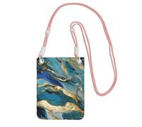 YQxwJL Azurite Teal And Foil Gold Oil Marble Pattern Print Sling Bag For Men Women, Casual Mini Phone Purses, Anti-Theft Phone Bag, For Hiking Travel, Pink, One Size