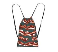 YQxwJL Bacon Pattern Print Drawstring Backpack Foldable Drawstring Bag Large Capacity Gym Bag Track Bag For Women Men