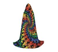 YQxwJL Bear Dancing Tie Dye Print Carnival Full-Length Hooded Cape For Teen, Long Warm Cloak Vampire Witch Wizard Costume