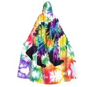 YQxwJL Bear Dancing Tie Dye print Halloween Hooded Robe Cloak for Adult Men Women Wizard Vampire Knight Fancy Cape Costume