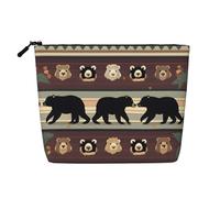 YQxwJL Bear print Cosmetic Bag, Makeup Bag Organizer with Zipper Cute Make Up Pouches Travel Szie Toiletry Bag, Black, One Size