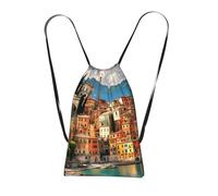 YQxwJL Beautiful Italy Print Drawstring Backpack Foldable Drawstring Bag Large Capacity Gym Bag Track Bag For Women Men