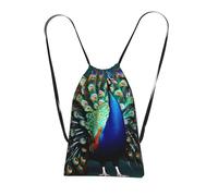 YQxwJL Beautiful Peacock Print Drawstring Backpack Foldable Drawstring Bag Large Capacity Gym Bag Track Bag For Women Men
