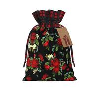 YQxwJL Beautiful rose gift print Christmas Gift Bags with Drawstring Burlap Sack for Christmas Candy Treat Bags Party Supplies
