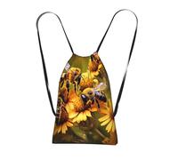 YQxwJL Bee Flying Print Drawstring Backpack Foldable Drawstring Bag Large Capacity Gym Bag Track Bag For Women Men