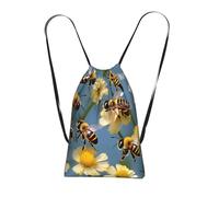 YQxwJL Bee Flying Print Drawstring Backpack Foldable Drawstring Bag Large Capacity Gym Bag Track Bag For Women Men