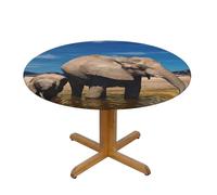 YQxwJL Big Ears Elephant Print Round Picnic Tablecloth, Elastic Fitted Table Covers For 90-140 Cm Tables Camping Indoor Outdoor