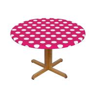 YQxwJL Big White Dot Print Round Picnic Tablecloth, Elastic Fitted Table Covers For 90-140 Cm Tables Camping Indoor Outdoor