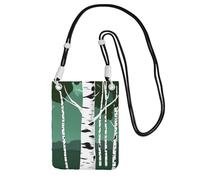 YQxwJL Birch Trees Print Sling Bag For Men Women, Casual Mini Phone Purses, Anti-Theft Phone Bag, For Hiking Travel, Black, One Size