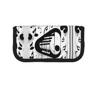 YQxwJL Black And White Music Note Print Canvas Fountain Pen Pouch Stylish Pen Case Organizer Bag Makeup Bags,For Everyday Travel