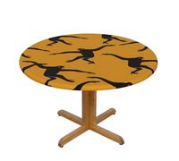 YQxwJL Black Gibbon Monkey Print Round Picnic Tablecloth, Elastic Fitted Table Covers For 90-140 Cm Tables Camping Indoor Outdoor
