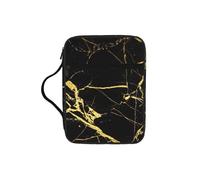 YQxwJL Black Gold Marble Print Bible Bag Pencil Case with Pen Slots Waterproof Cosmetic Bag Durable Phone Bag Tote Bag Handbag