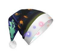 YQxwJL Black Haunted Mansion Print Hat Light Up Christmas Felt Elf Hat Led Hats Adults For Women Men, Great Holiday Gift