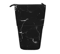 YQxwJL Black Marble Print Zippered Pencil Pouch Organizers Telescopic Pencil Bag Pen Holder Stationery Case For Office
