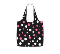 YQxwJL Black Polka Dots Print Foldable Tote Bag Reusable Shopping Bag Tear Resistant Grocery Bag For Work Travel 25l Capacity, Black, One Size, Tote Backpacks