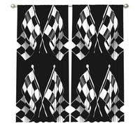YQxwJL Black White Checkered Flags Print 2 Piece Home Curtains Thermal Window Curtains For Bedroom Living Room Dormitory 52x84in