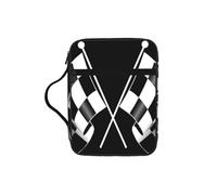 YQxwJL Black White Checkered Flags Print Bible Bag Pencil Case with Pen Slots Waterproof Cosmetic Bag Durable Phone Bag Tote Bag Handbag