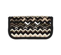 YQxwJL Black White Tan Zigzag Print Canvas Fountain Pen Pouch Stylish Pen Case Organizer Bag Makeup Bags,For Everyday Travel