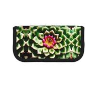 YQxwJL Blooming Cactus Flower Print Canvas Fountain Pen Pouch Stylish Pen Case Organizer Bag Makeup Bags,For Everyday Travel