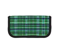 YQxwJL Blue And Green Scottish Tartan Print Canvas Fountain Pen Pouch Stylish Pen Case Organizer Bag Makeup Bags,For Everyday Travel