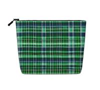 YQxwJL Blue and Green Scottish Tartan print Cosmetic Bag, Makeup Bag Organizer with Zipper Cute Make Up Pouches Travel Szie Toiletry Bag, Black, One Size