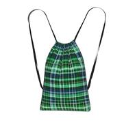 YQxwJL Blue And Green Scottish Tartan Print Drawstring Backpack Foldable Drawstring Bag Large Capacity Gym Bag Track Bag For Women Men