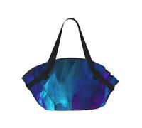 YQxwJL Blue And Pink Fire Print 2-In-1 Picnic Blanket And Tote Bag, Outdoor Beach Mat 94cm Foldable Ground Cover For Camping