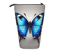 YQxwJL Blue Butterfly Print Zippered Pencil Pouch Organizers Telescopic Pencil Bag Pen Holder Stationery Case For Office