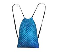 YQxwJL Blue Fish Scale Print Drawstring Backpack Bags, String Backpack Cinch Sack Bags For Trip Beach For Daily Use