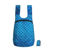 YQxwJL Blue Fish Scale Print Ultra Light Foldable Daypack, Collapsible Portable Rucksack Outdoor Backpack For Daily Shopping